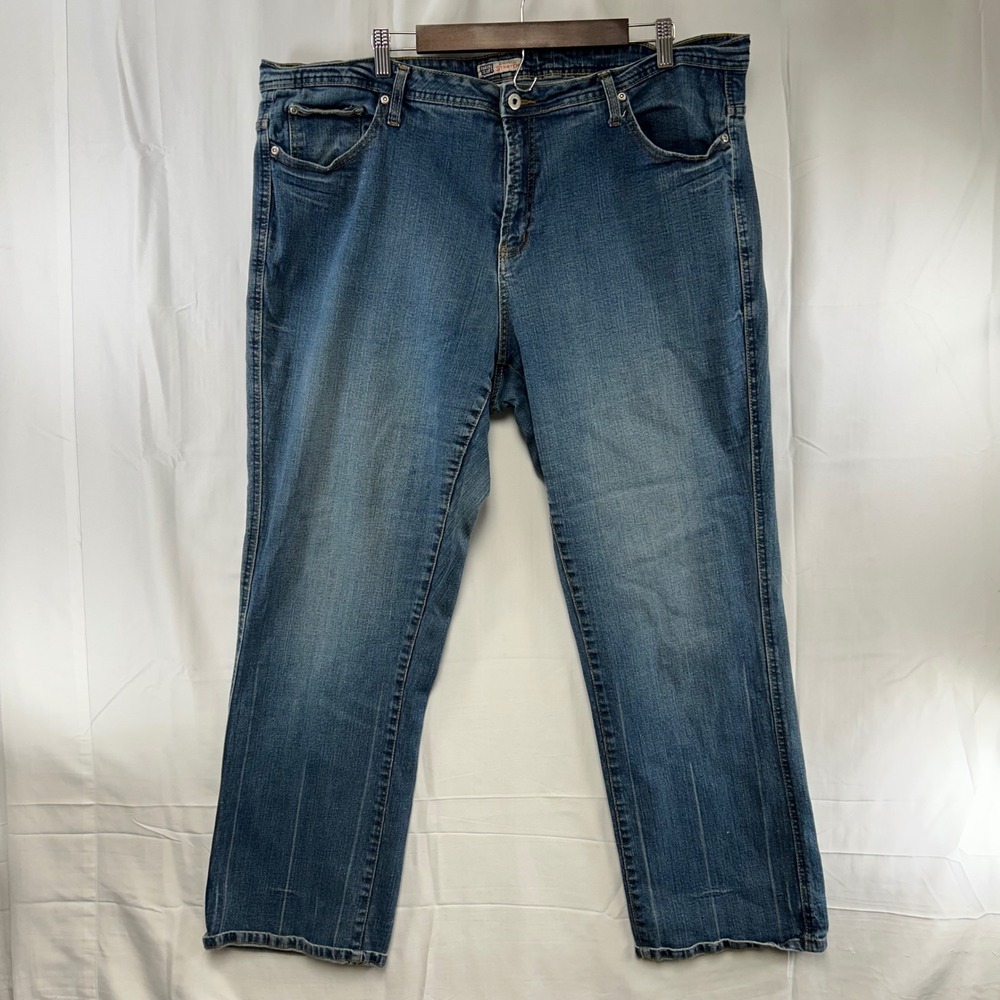 Faded Glory Jeans Women 24W Blue Stretch Straight Leg Flap Pocket